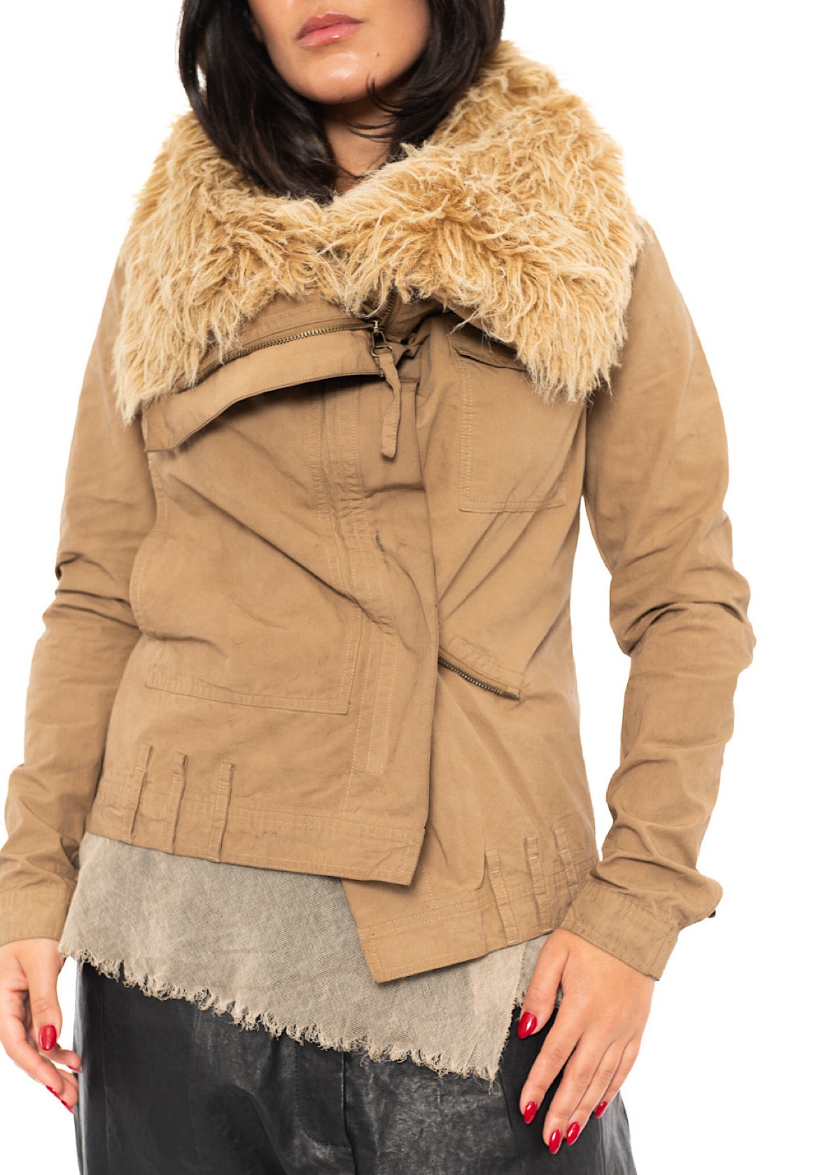 FITTED DETACHABLE FAUX FUR TRIMMED JACKET