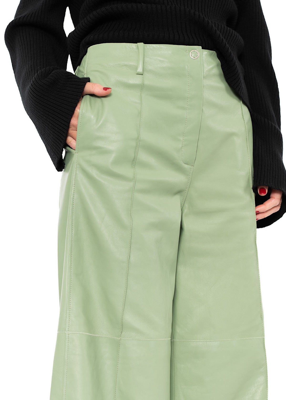 SIGNATURE WIDE LEG LEATHER TROUSER
