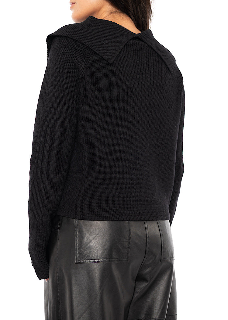 OPEN COLLAR MERINO WOOL PULLOVER