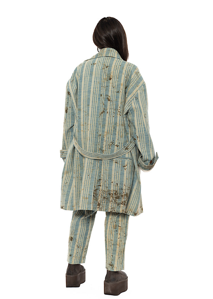OVERSIZED STRIPED COTTON COAT