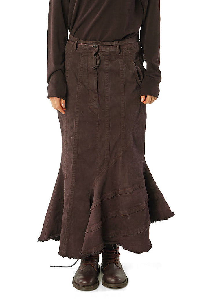 FISHTAIL STRETCH DENIM SKIRT *GINGER CLOUD* (SHOWN IN PETROL GOLD)