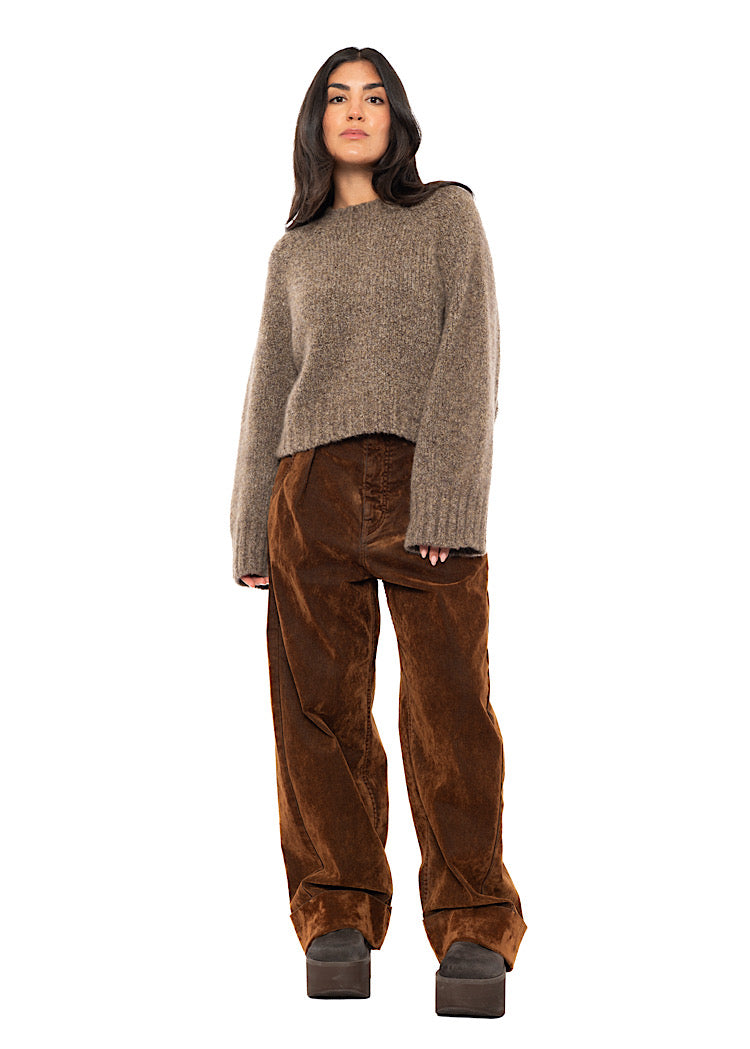 FLOCKED BARREL-LEG TROUSER