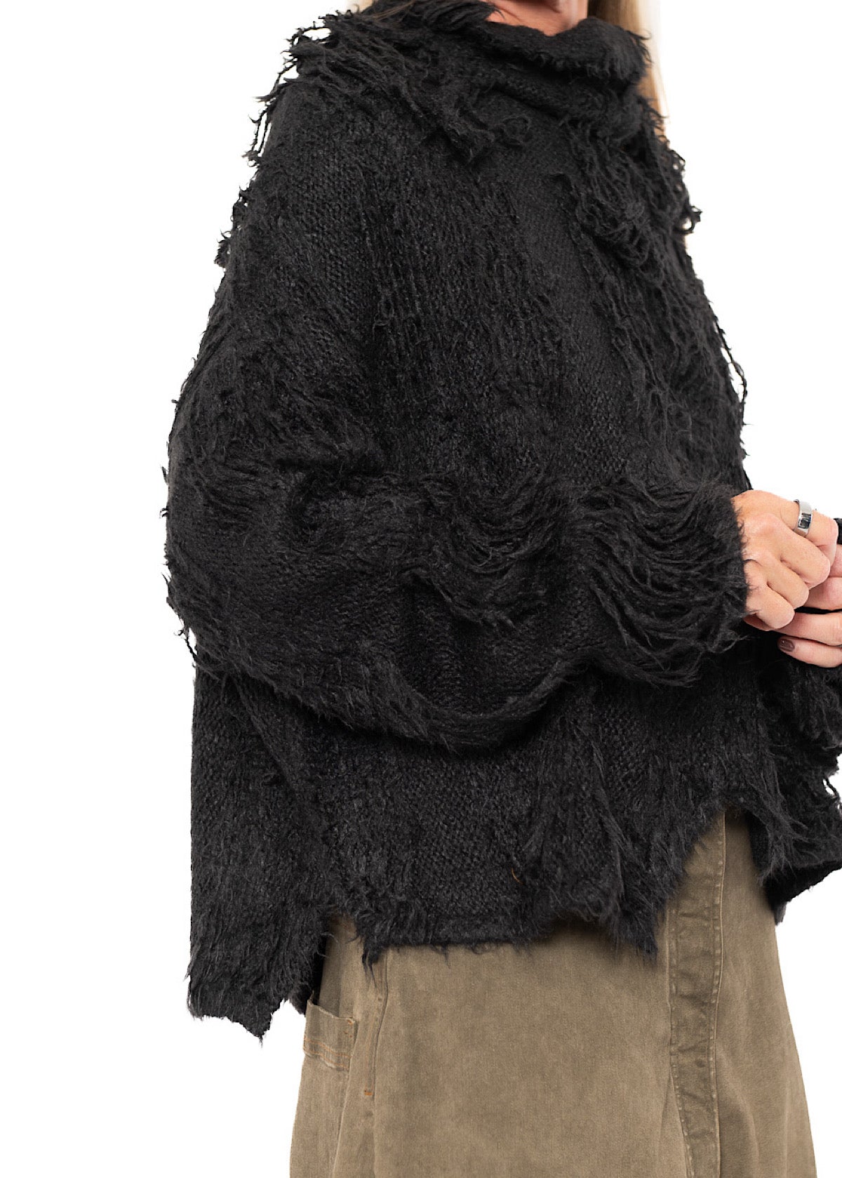 LADDERED SILK KNIT PULLOVER