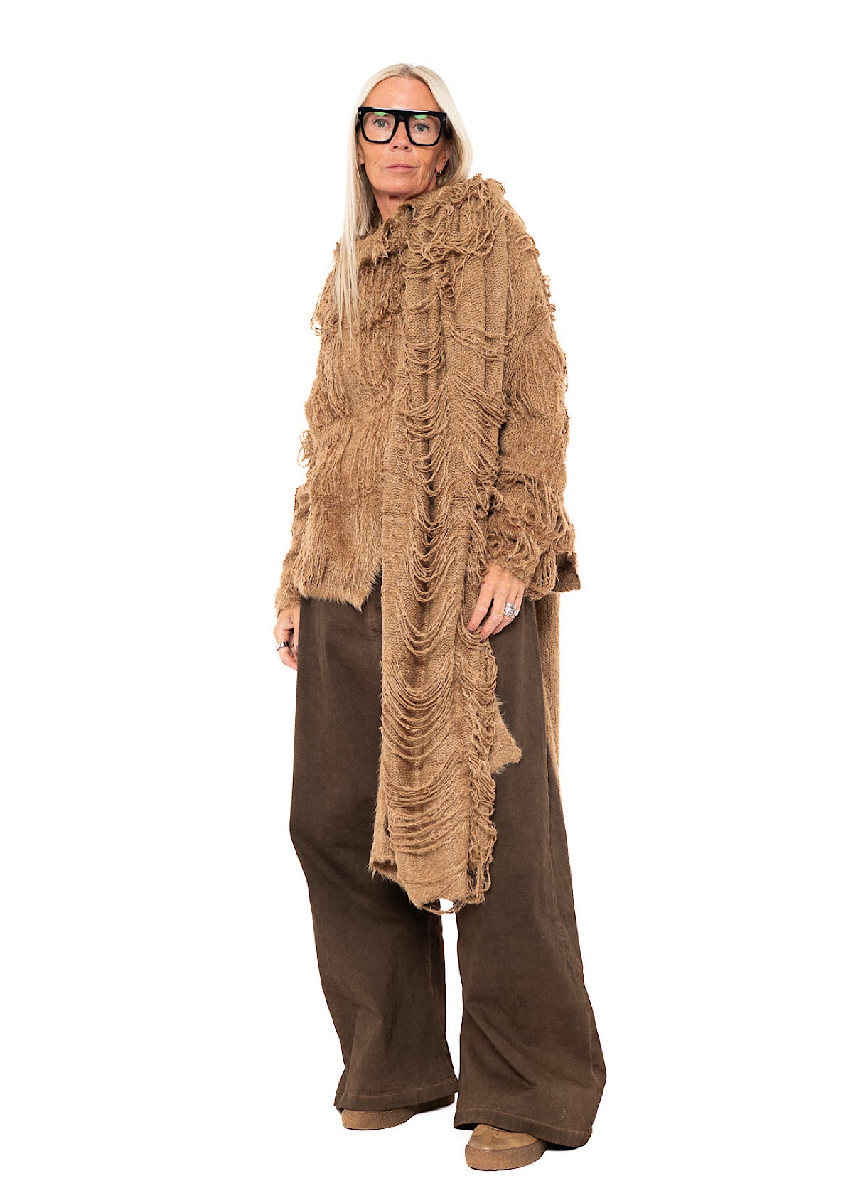 LADDERED SILK KNIT SCARF
