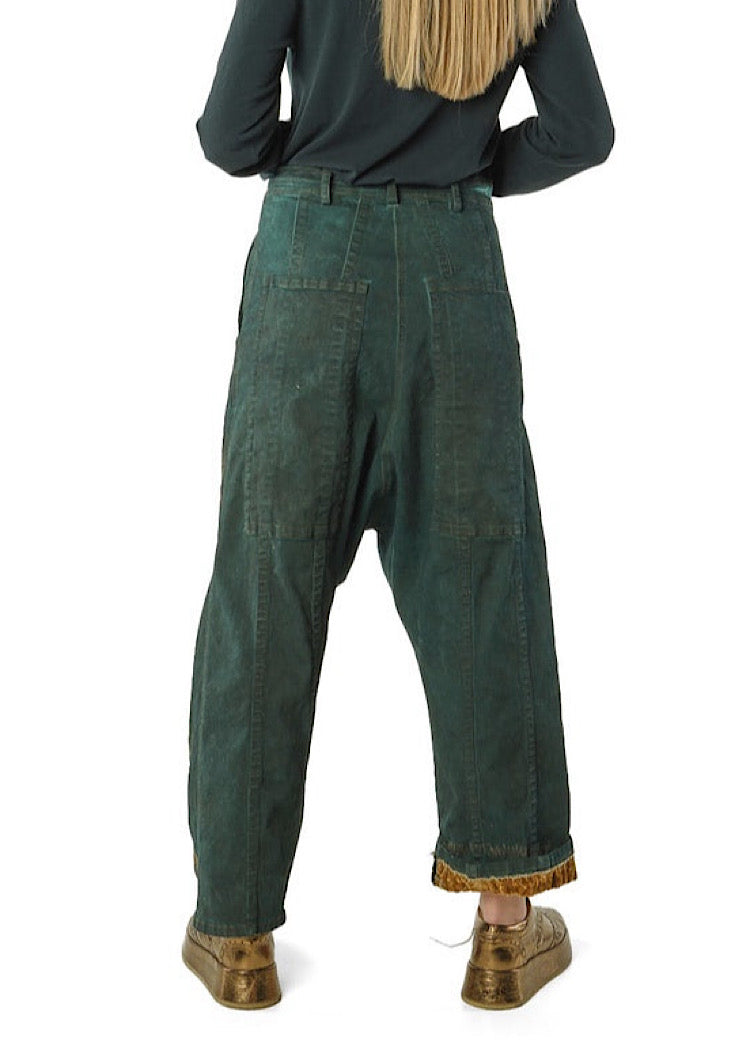 HAND-PAINTED GOLD DENIM TROUSER *GINGER GOLD* (SHOWN IN PETROL GOLD)