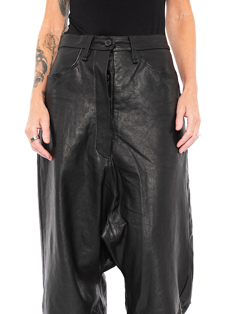 LEATHER DROP-CROTCH TROUSER