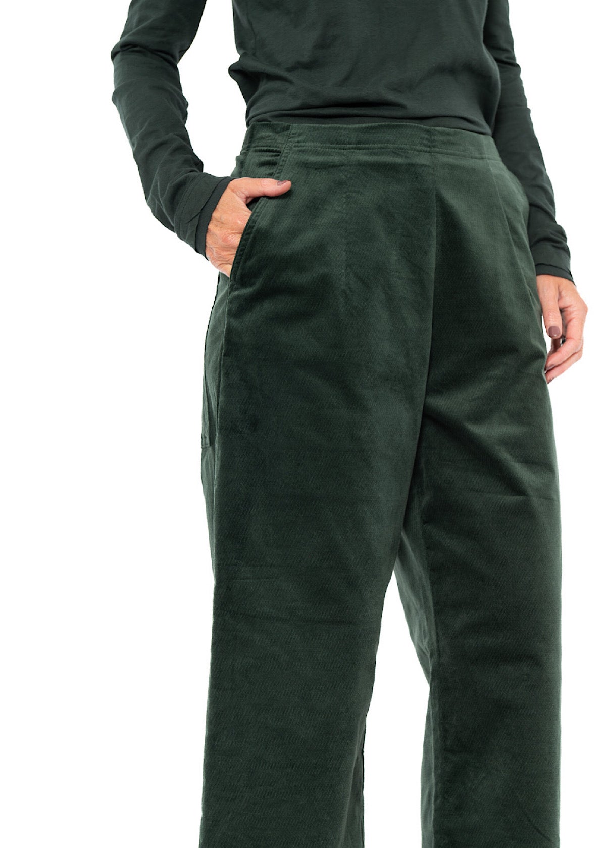 STRETCH-VELVET WIDE LEG TROUSER