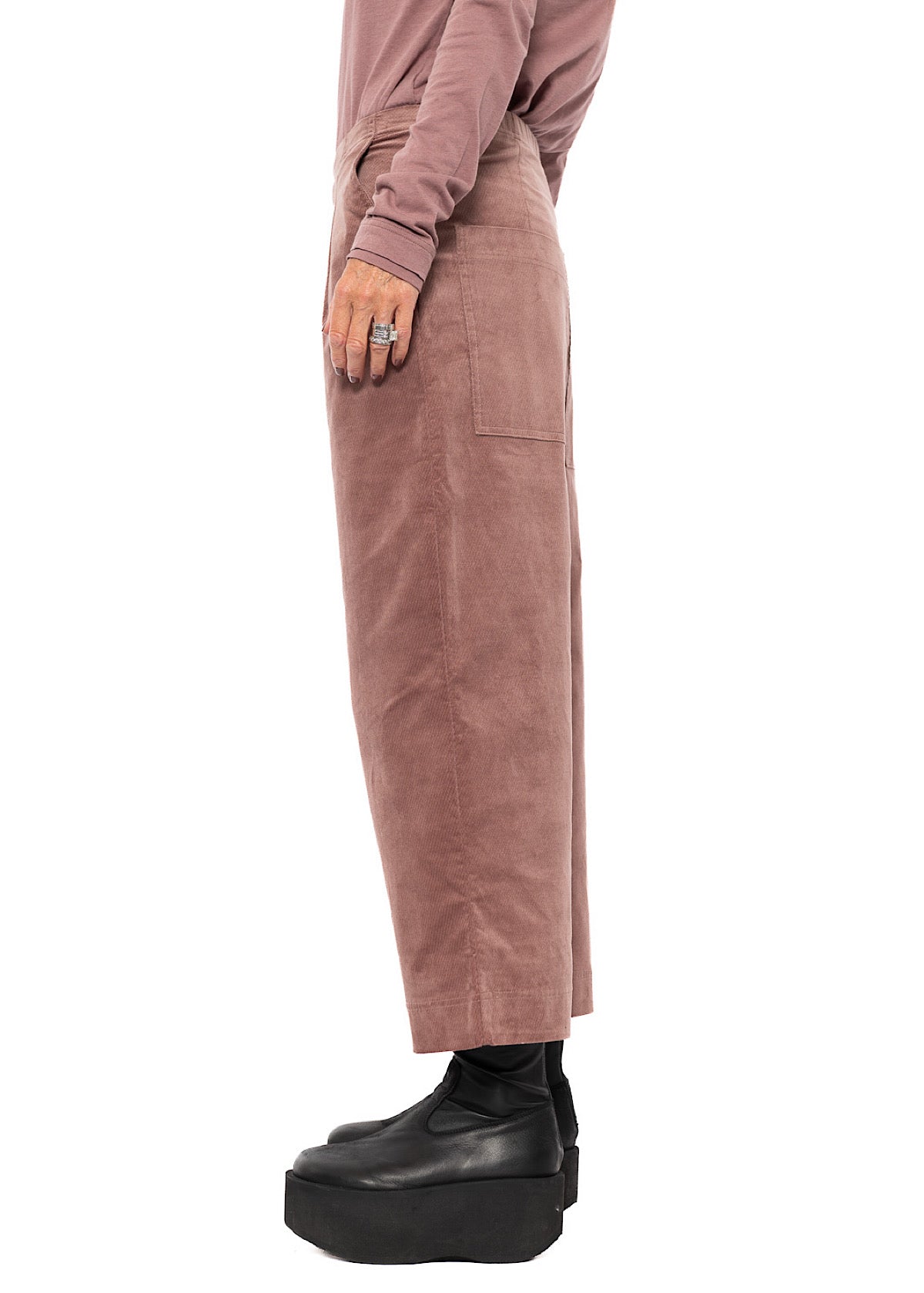 STRETCH-VELVET WIDE LEG TROUSER