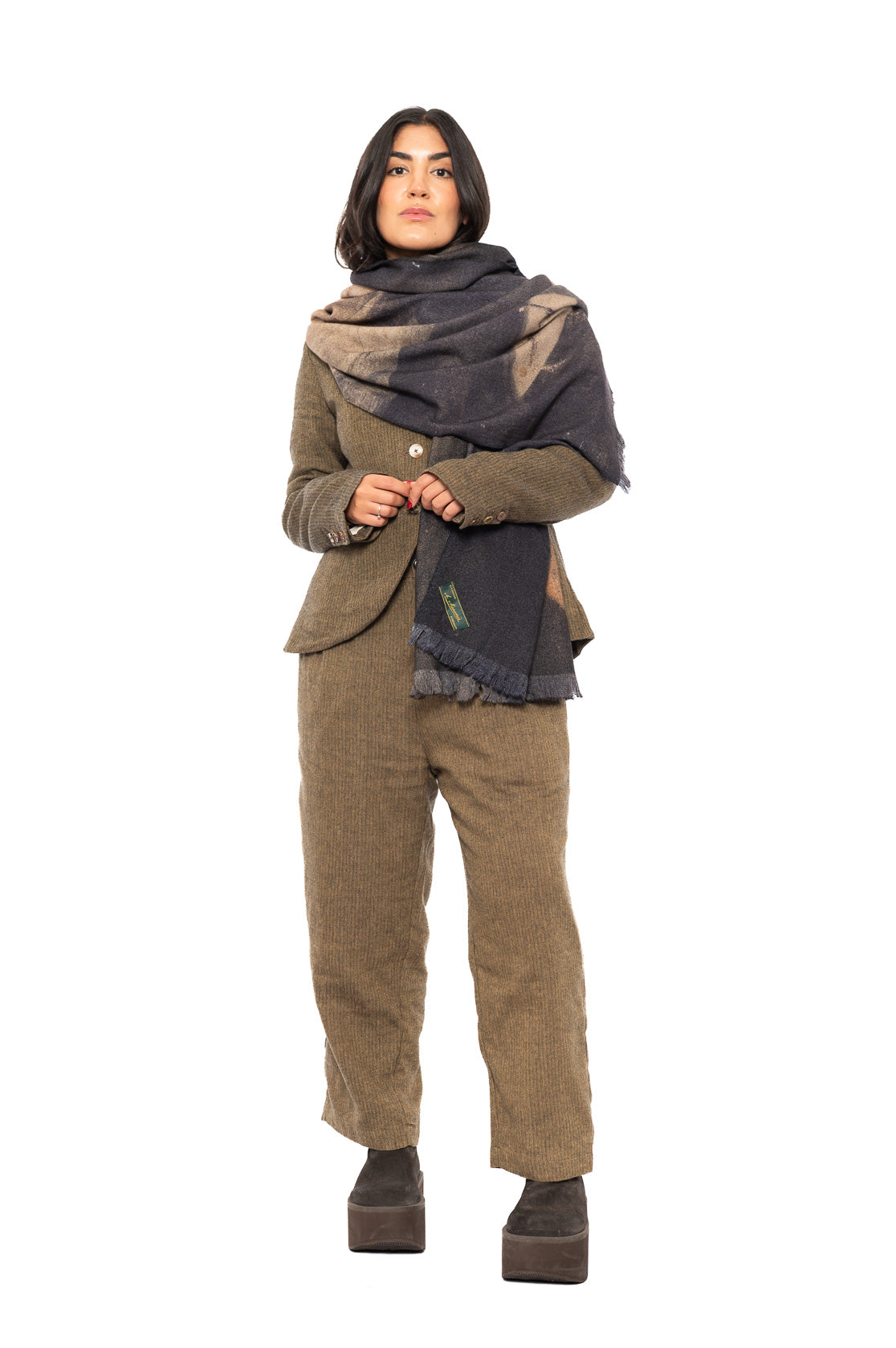 PORTRAIT PRINTED WOOL SCARF