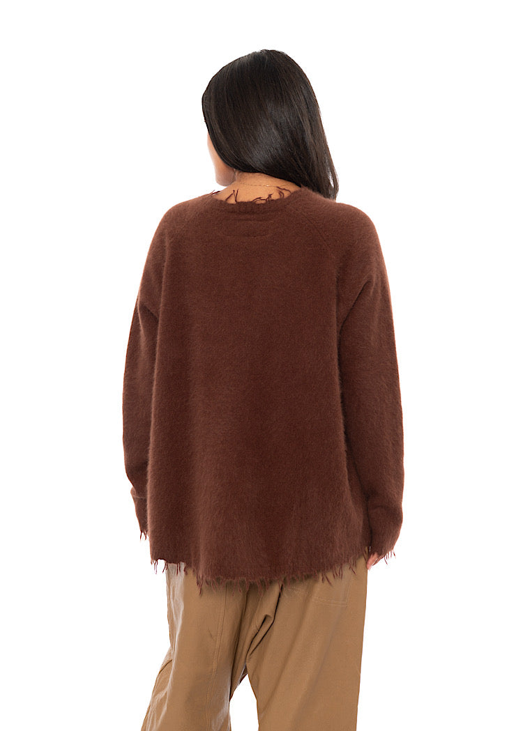 FRAYED FOX WOOL SILK PULLOVER