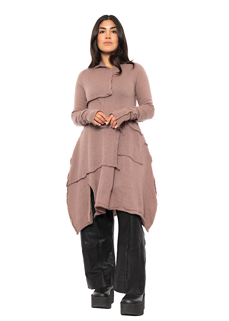 ASYMMETRIC WOOL KNITTED TUNIC