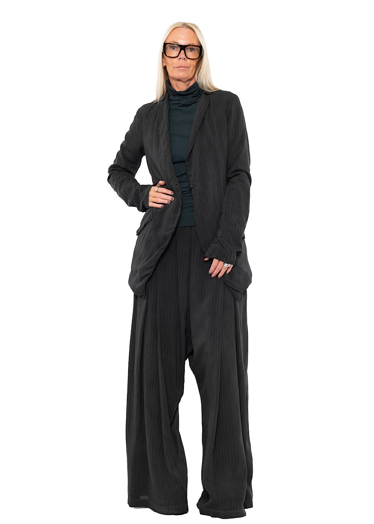 FLUID PINSTRIPE LONGLINE JACKET