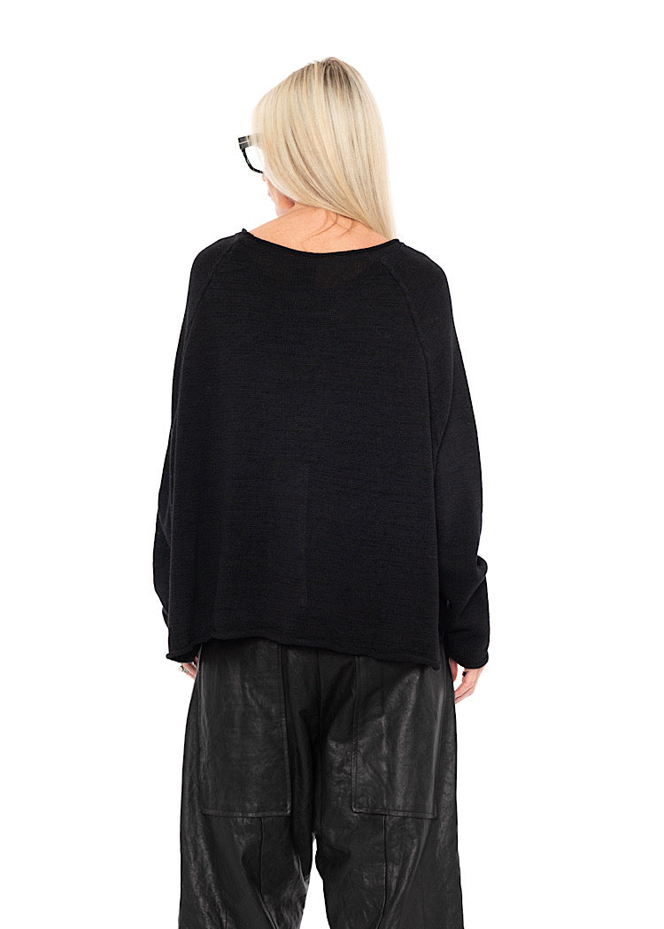 LINEN-BLEND KNITTED PULLOVER
