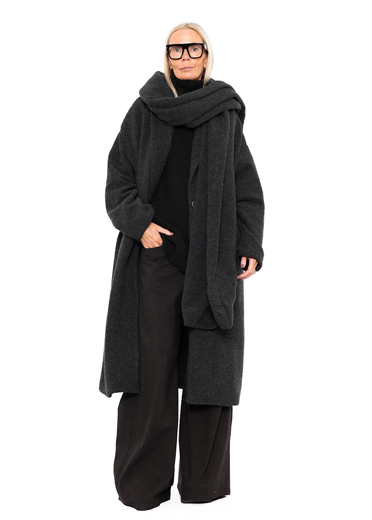 WOOL-BLEND COAT WITH SCARF