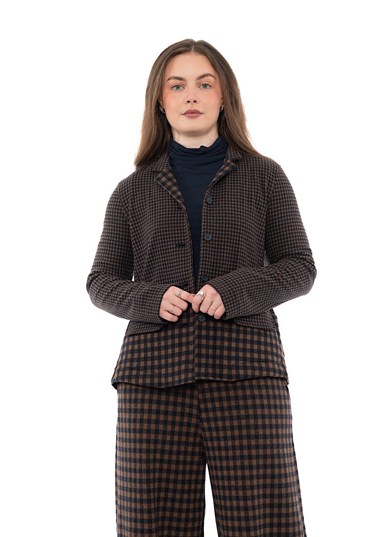 MIXED-CHECK TAILORED YASMIN JACKET
