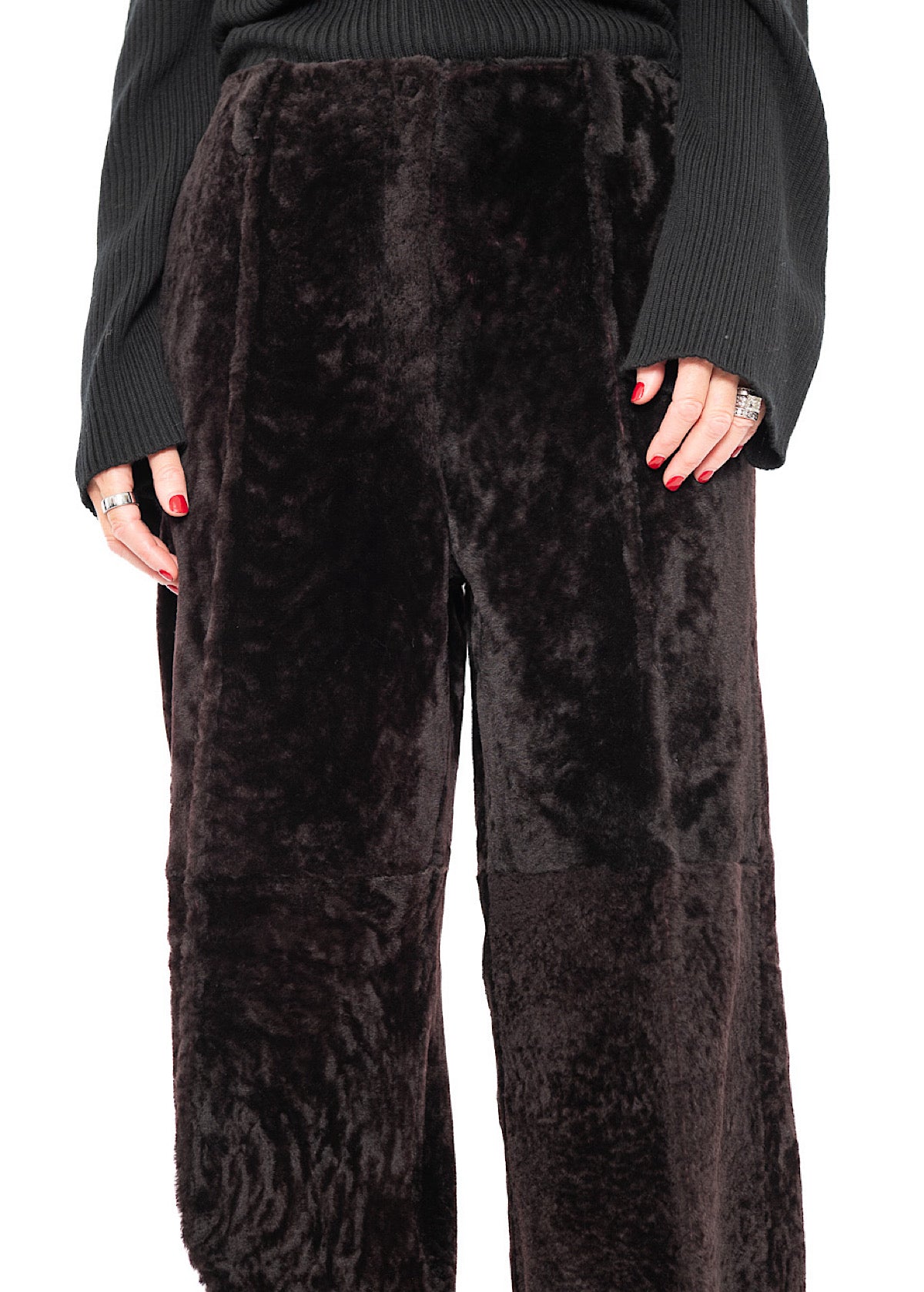 WIDE FUR LEATHER TROUSER