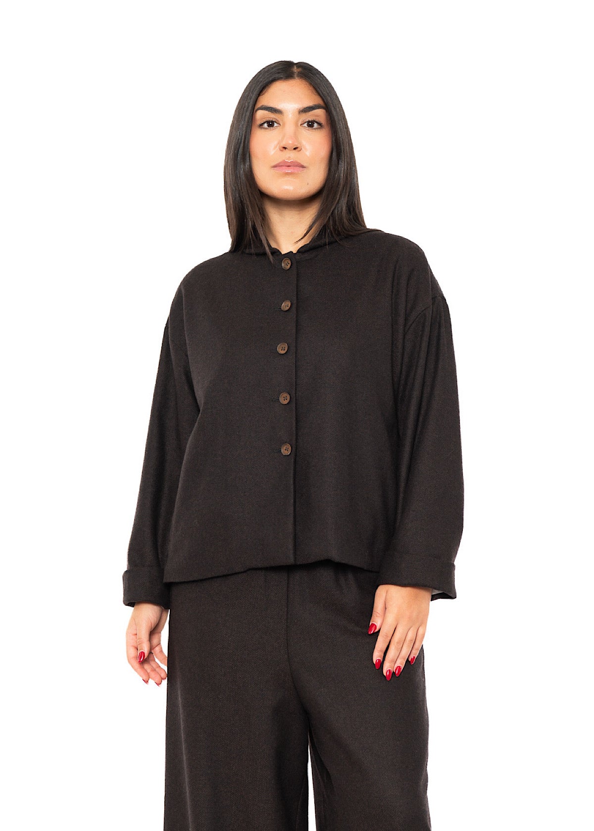 BOXY HERRINGBONE WOOL BLEND FLORA JACKET