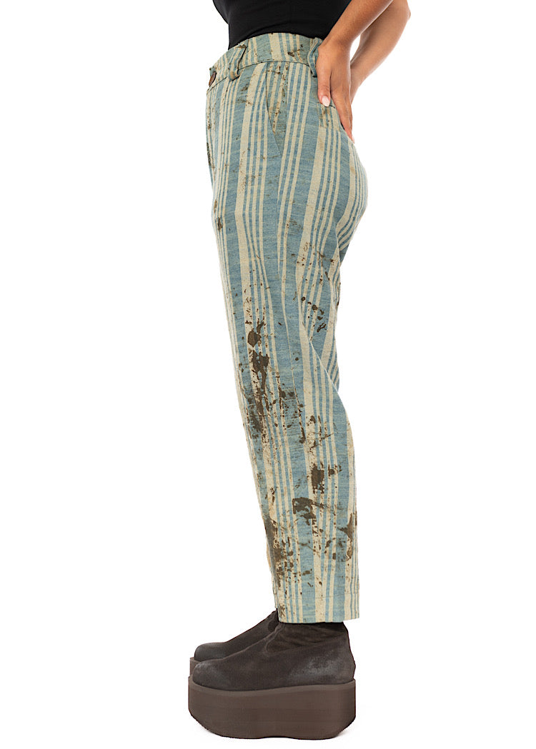 STRAIGHT LEG STRIPED COTTON TROUSER