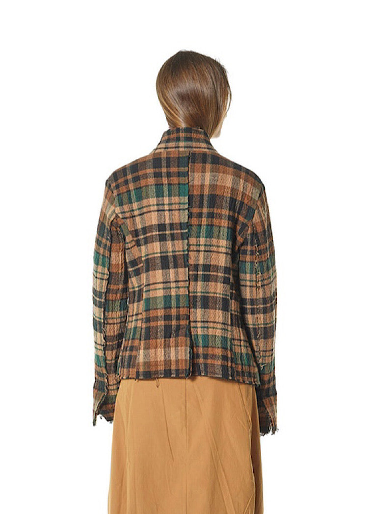 TEXTURED CHECK WOOL BLEND JACKET