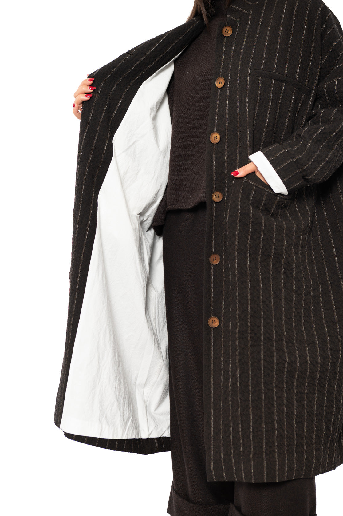 STRIPED WOOL BLEND ISA COAT