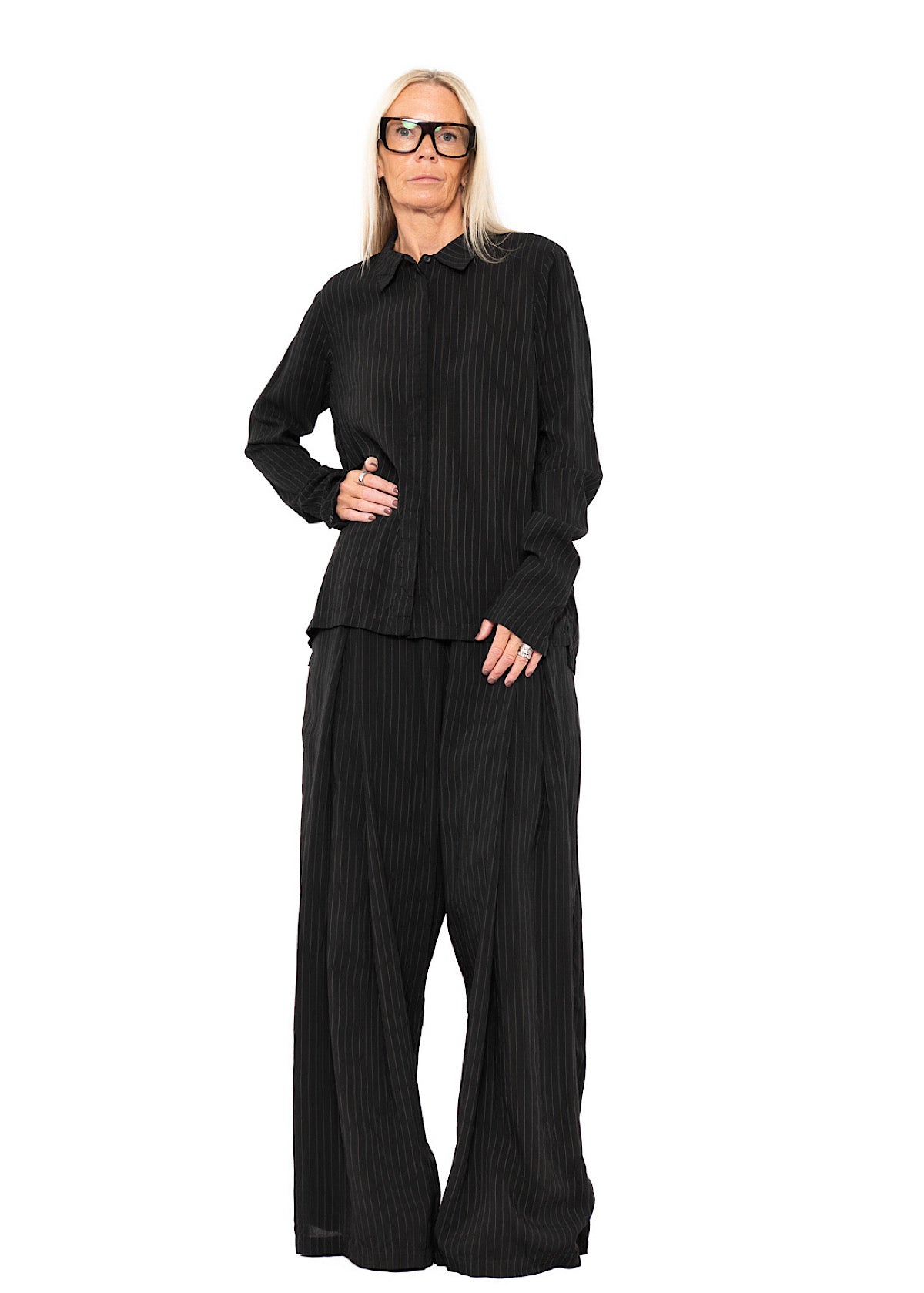 PINSTRIPE VISCOSE-SILK SHIRT