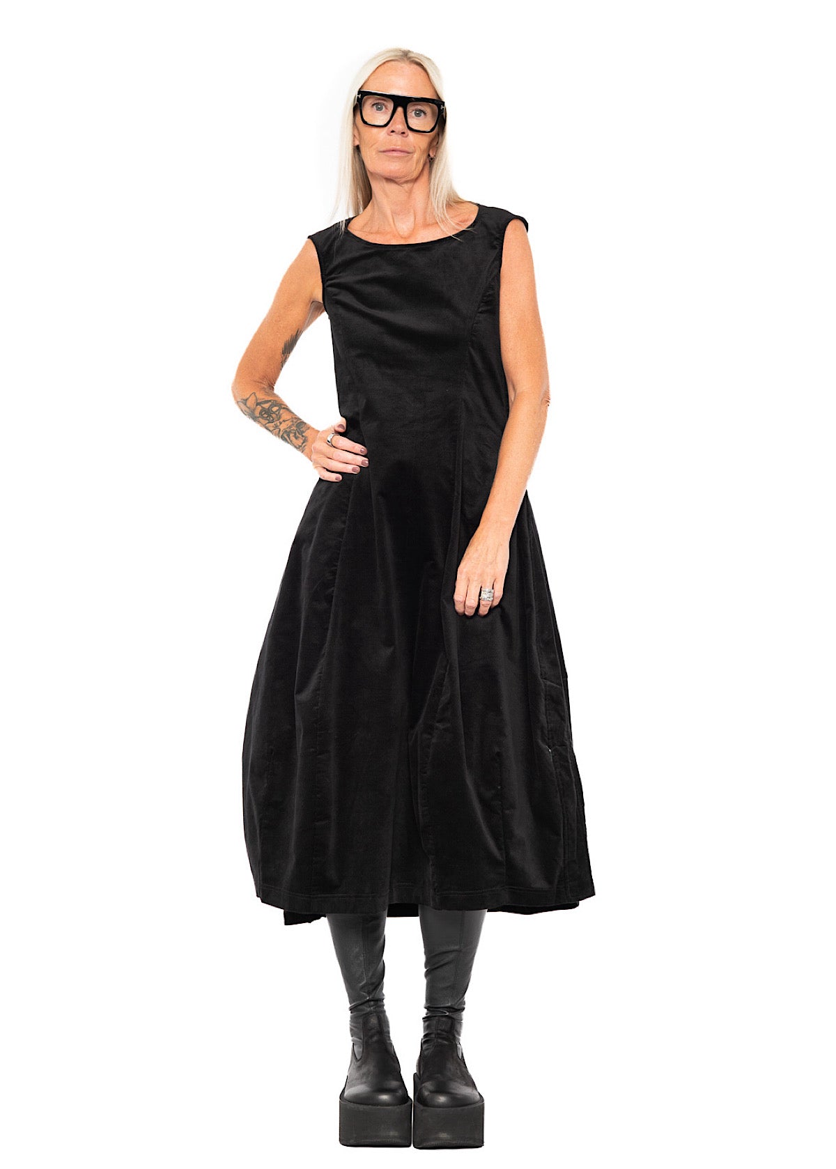 STRETCH-VELVET BALLOON DRESS
