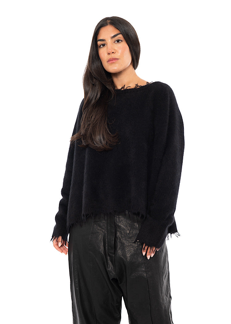 RELAXED FRAYED KNIT PULLOVER