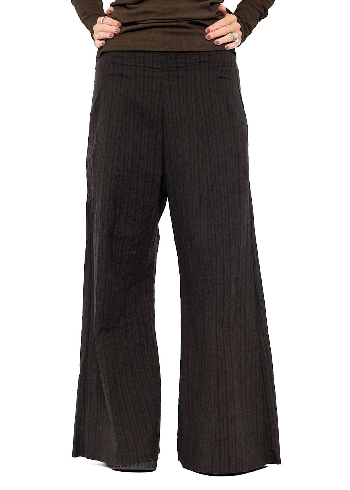 STRIPED FLARED WIDE-LEG TROUSER