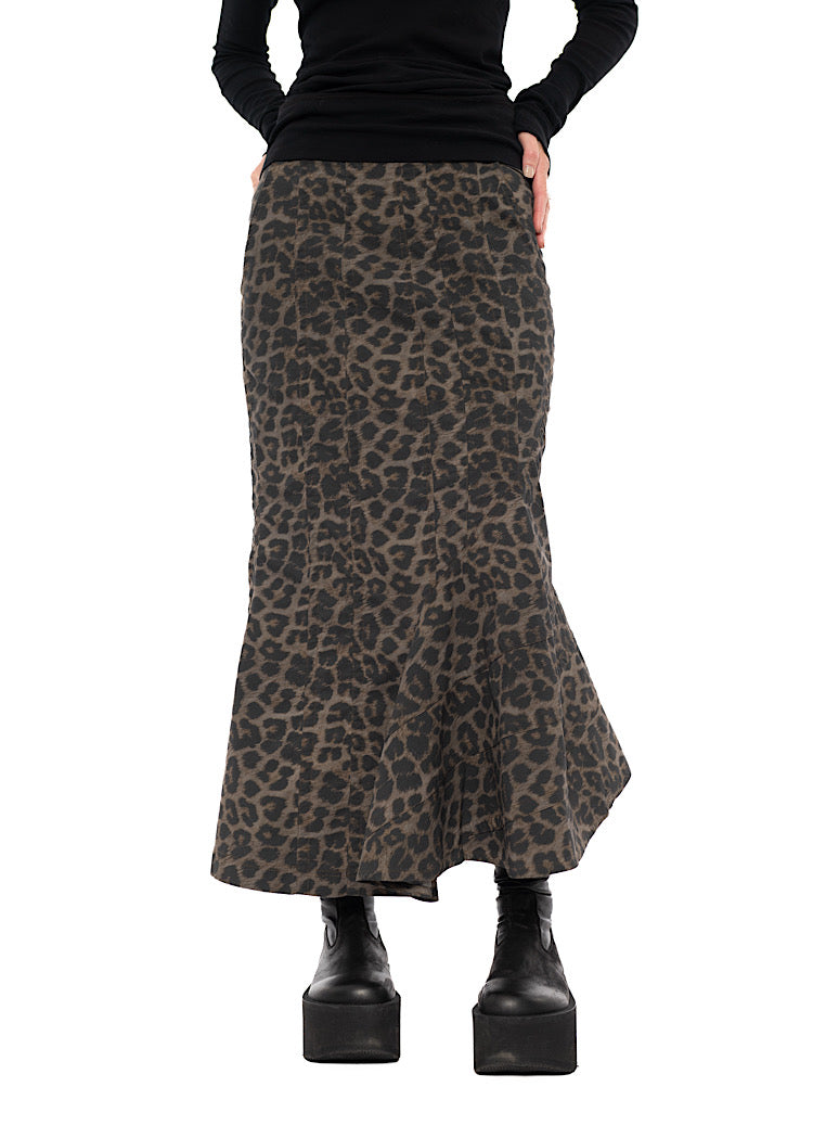 SCULPTURAL LEOPARD SKIRT