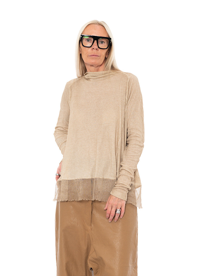 RELAXED NETTED HEM T-SHIRT