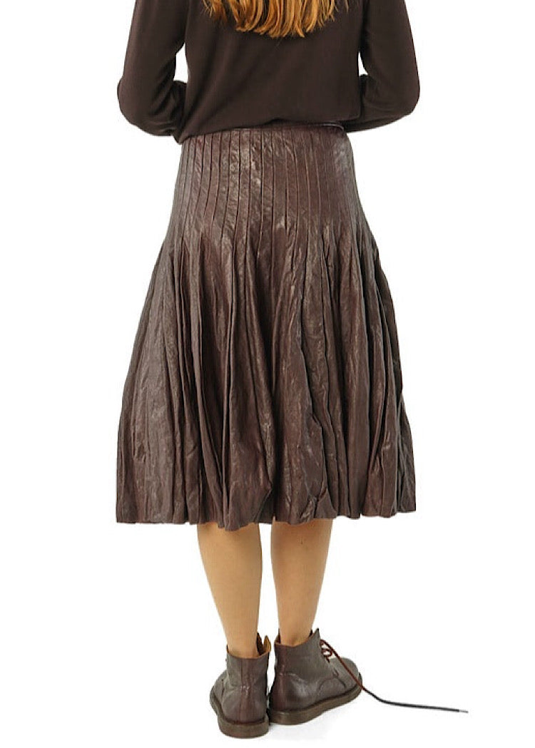 CL PANELLED LEATHER A-LINE SKIRT