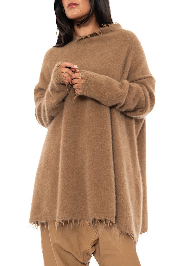 OVERSIZED FOX WOOL SILK KNITTED TUNIC