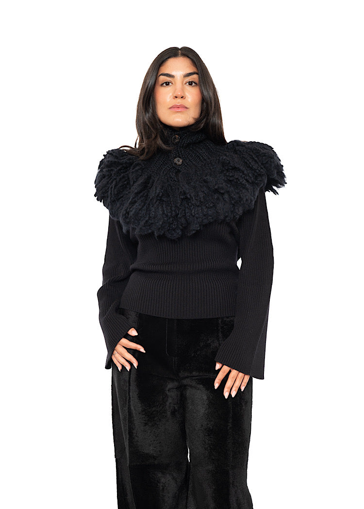 WOOL SILK CASHMERE KNIT COLLAR