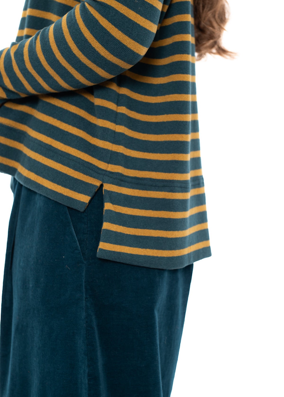 STRIPED COTTON-FLEECE MOYET PULLOVER