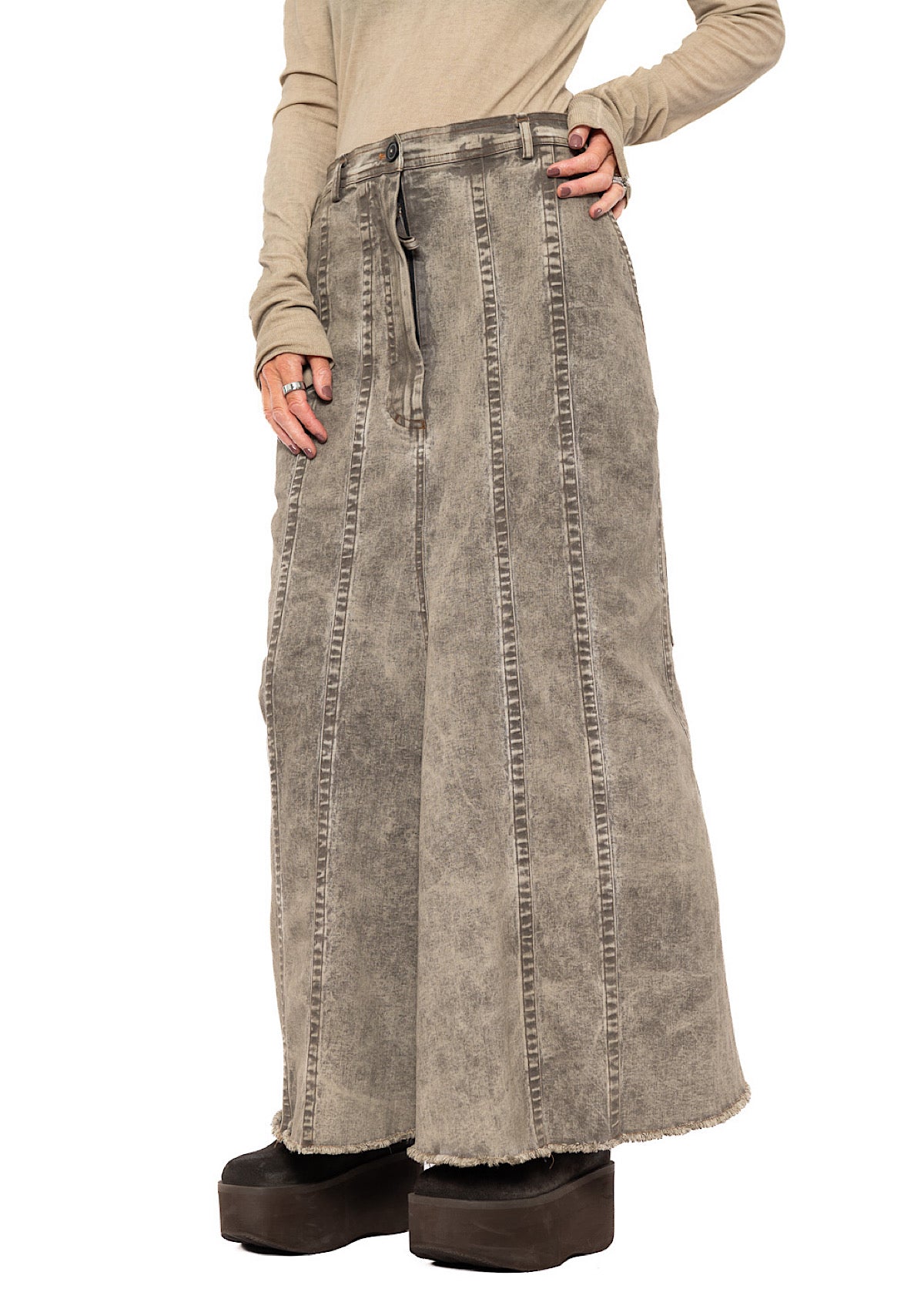 STRETCH DENIM MAXI SKIRT