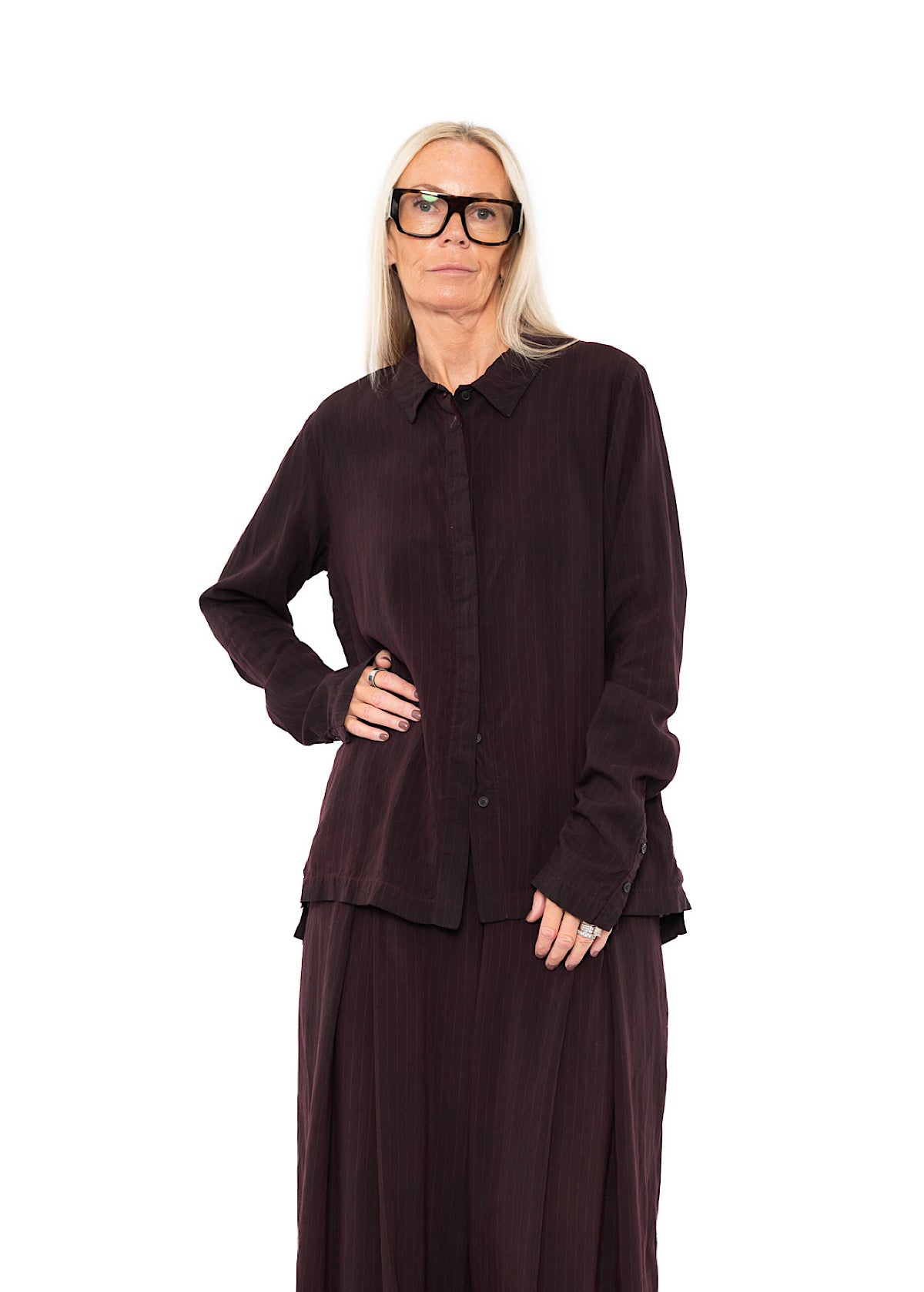 PINSTRIPE VISCOSE-SILK SHIRT