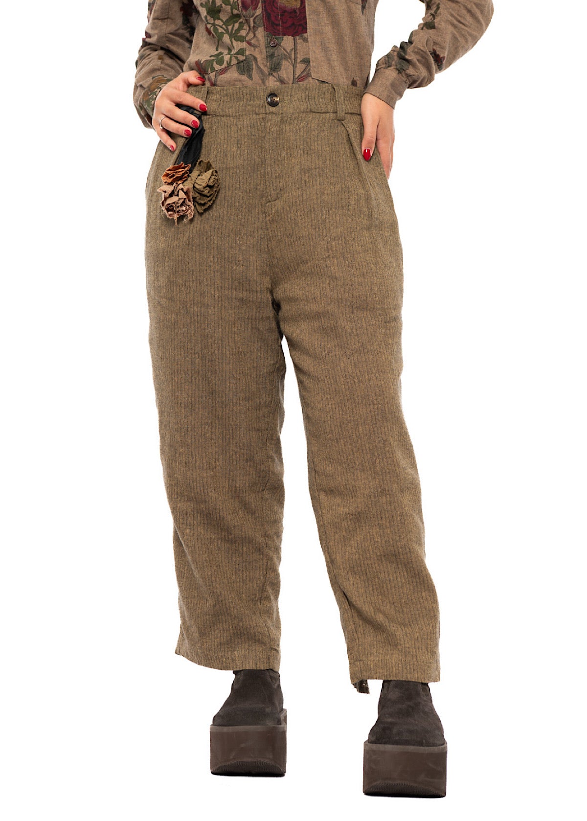 TAPERED HERRINGBONE TROUSER