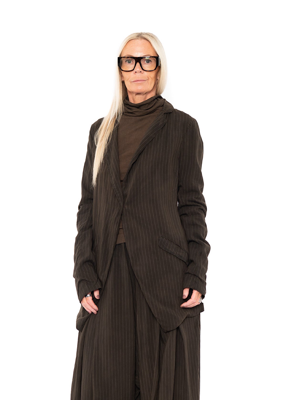 FLUID PINSTRIPE LONGLINE JACKET