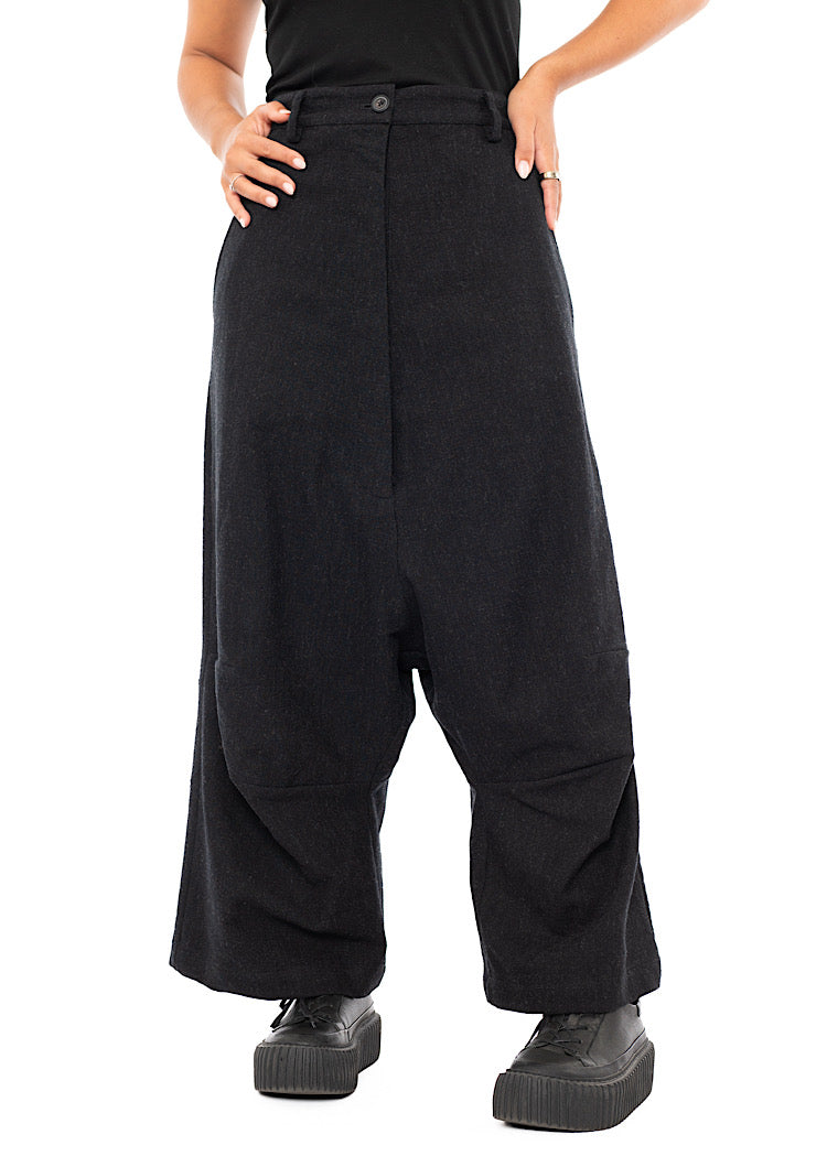 PINSTRIPE DROP CROTCH WOOL TROUSER