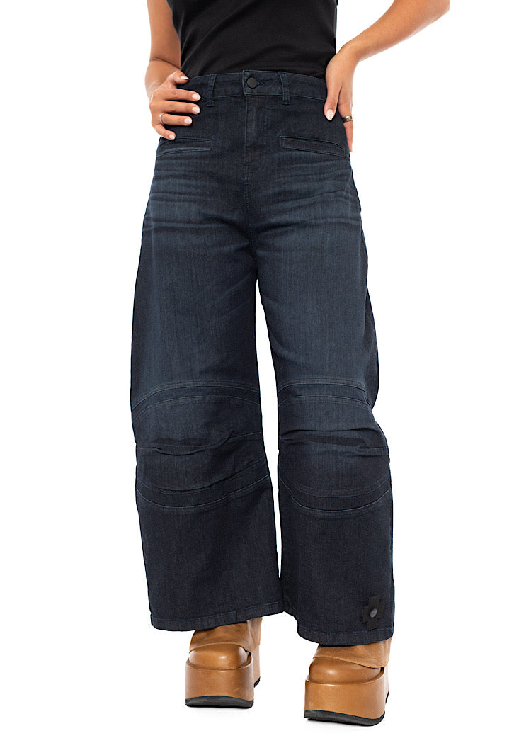 STRETCH HORSESHOE WIDE-LEG TROUSER