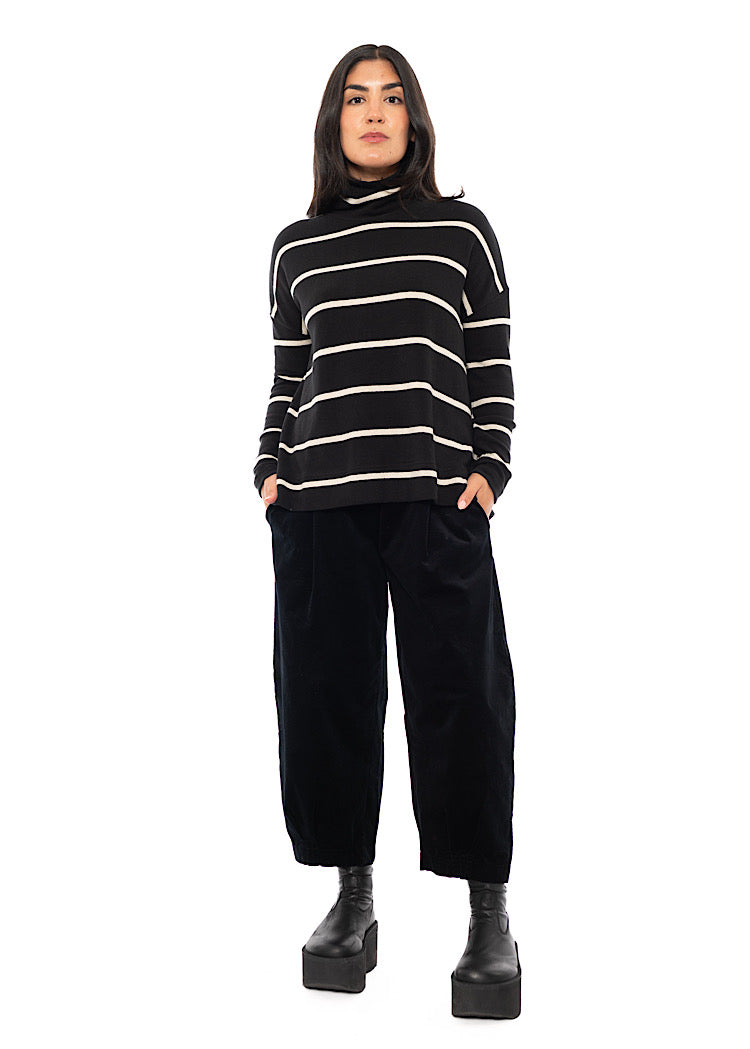 STRIPED COTTON-FLEECE JADE PULLOVER