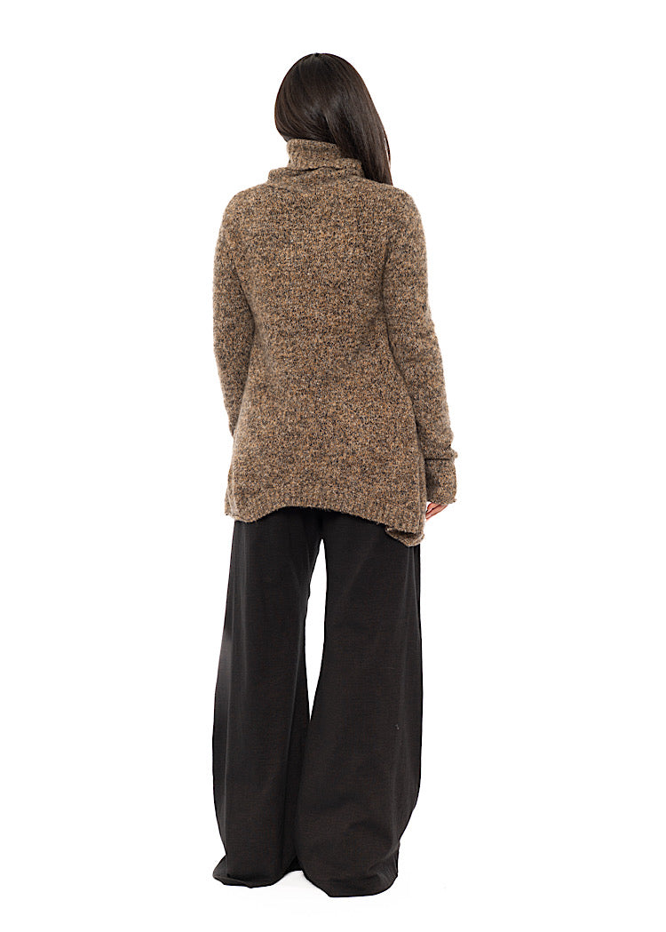 ASYMMETRIC MÉLANGE KNITTED PULLOVER
