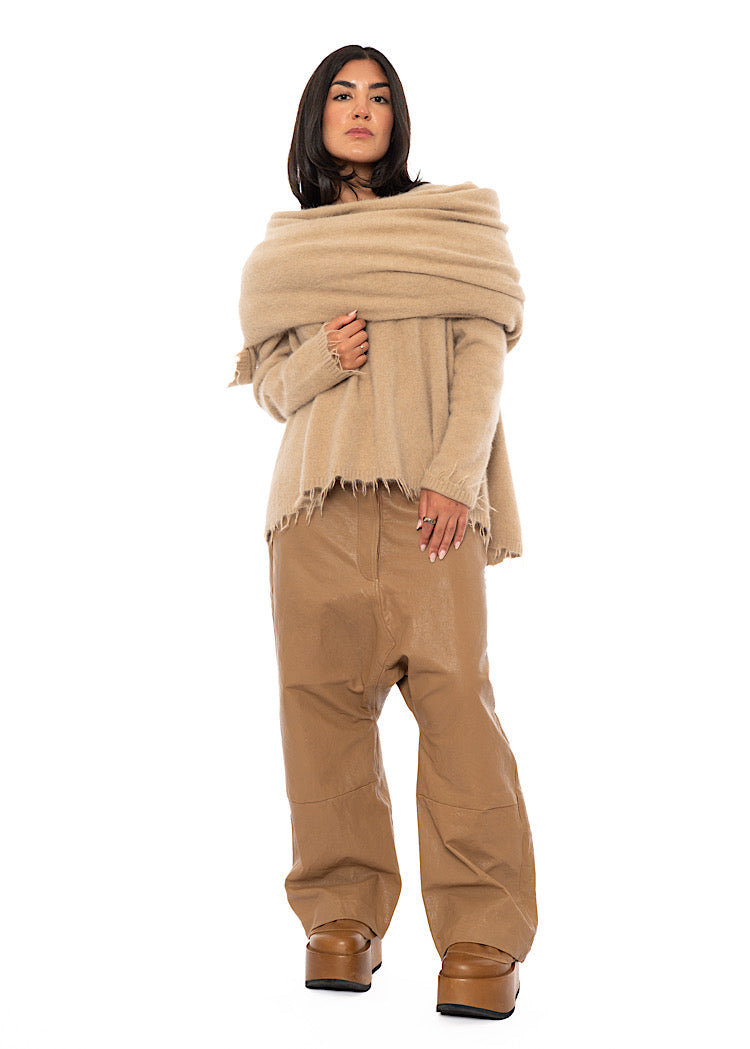 OVERSIZED FRAYED KNIT SCARF