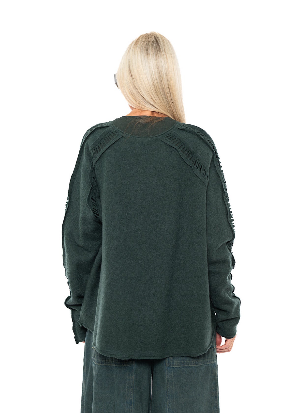 BOILED WOOL LADDER STITCH PULLOVER