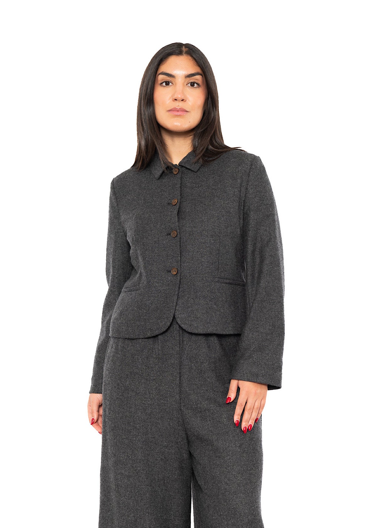 CROPPED HERRINGBONE GINNY JACKET