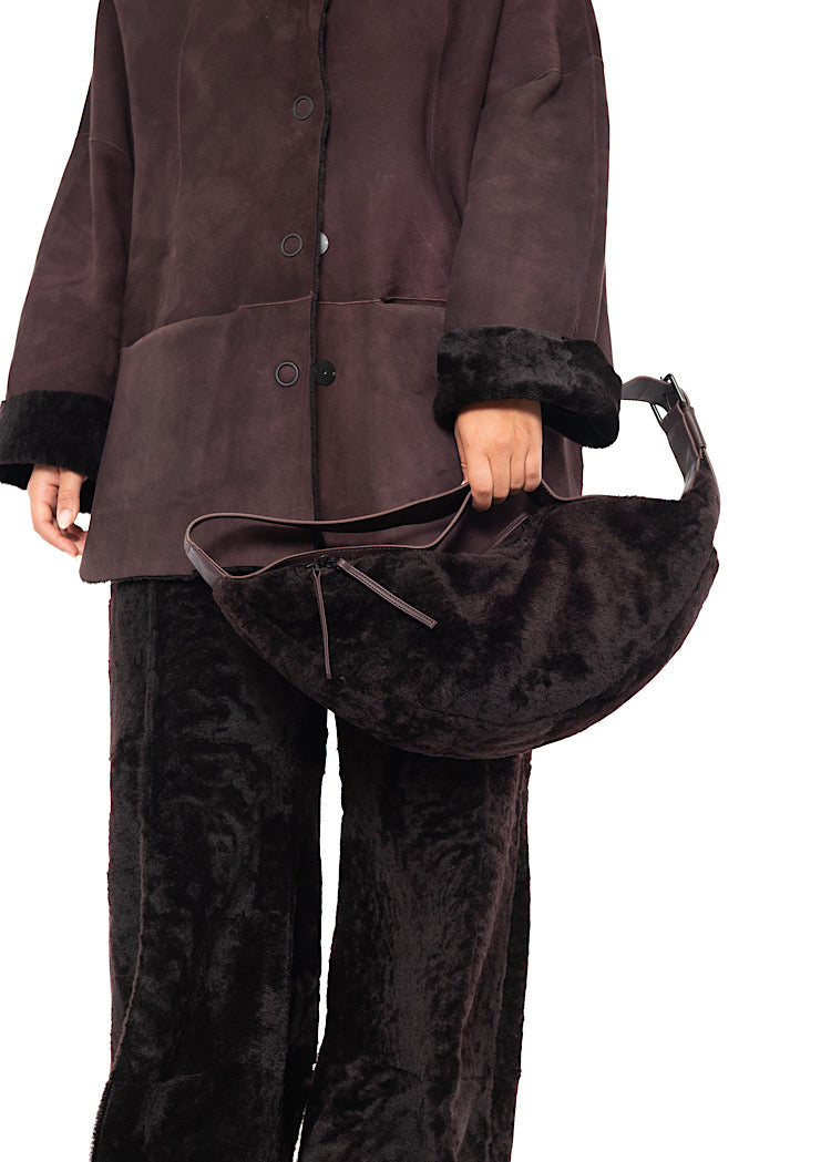 CROSSBODY FUR-FINISHED LEATHER BAG