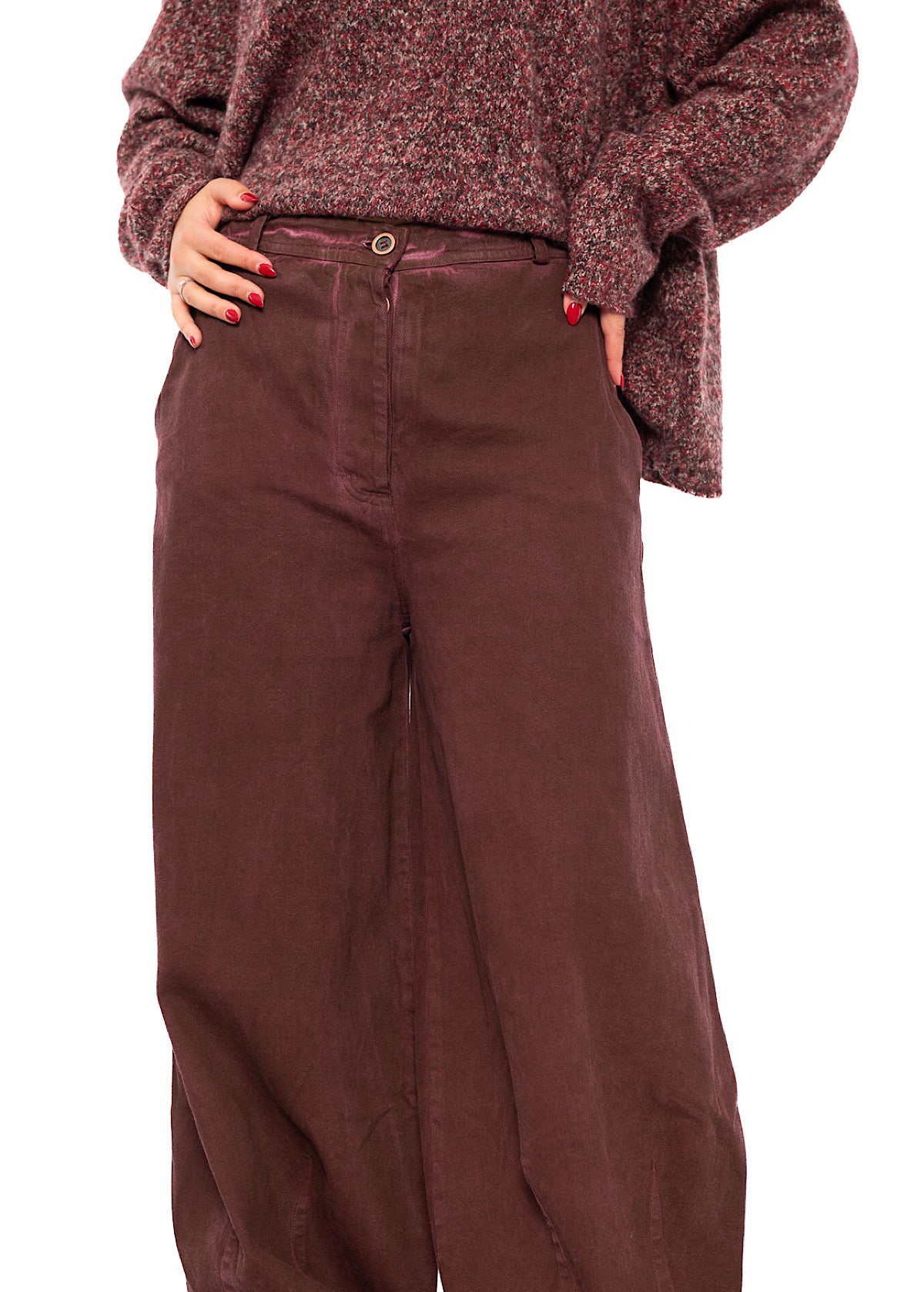 GARMENT-DYED DENIM WIDE LEG TROUSER