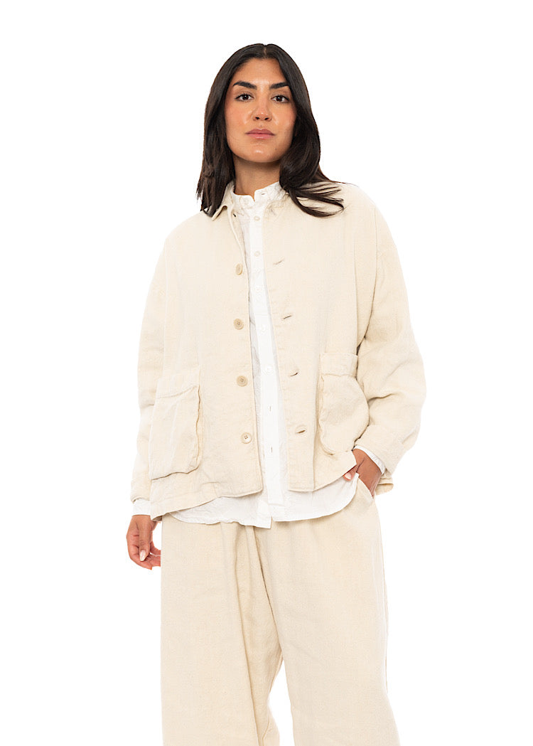 LINEN-COTTON UTILITY JACKET