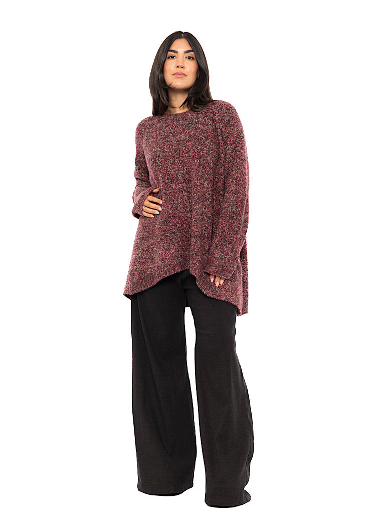 MÉLANGE KNIT ASYMMETRIC PULLOVER