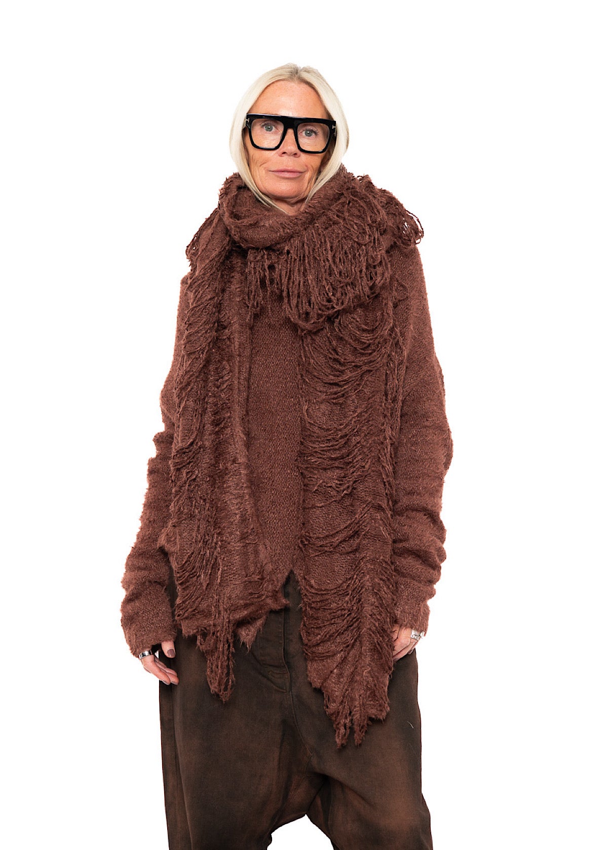 LADDERED SILK KNIT SCARF